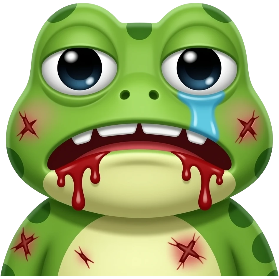 pepe the frog meme beat up bloody violent bruised scars bleeding hurt injured emoji