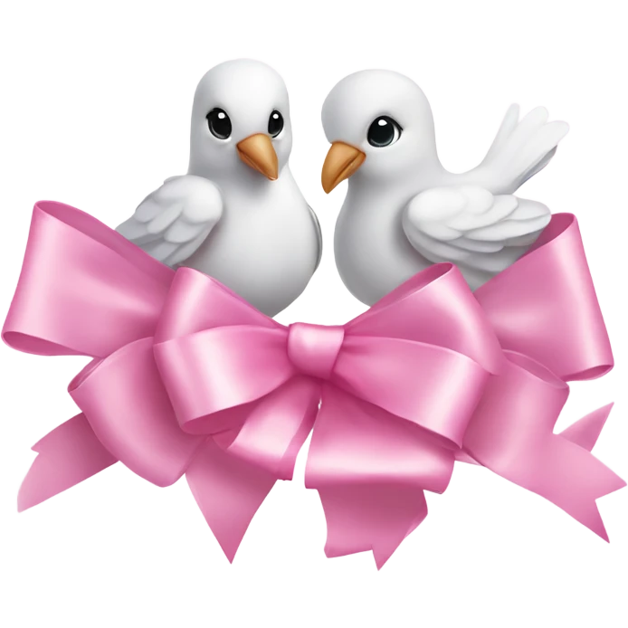 White love birds doves pink bows emoji