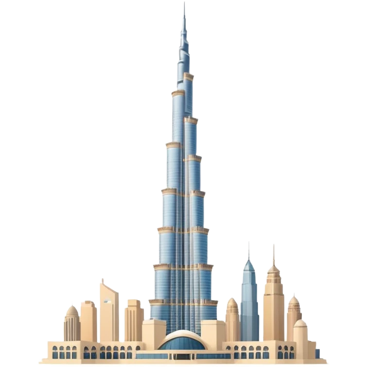 Burj Khalifa in coconut beige color, emoji style, simple and clean, minimalism, soft tones emoji