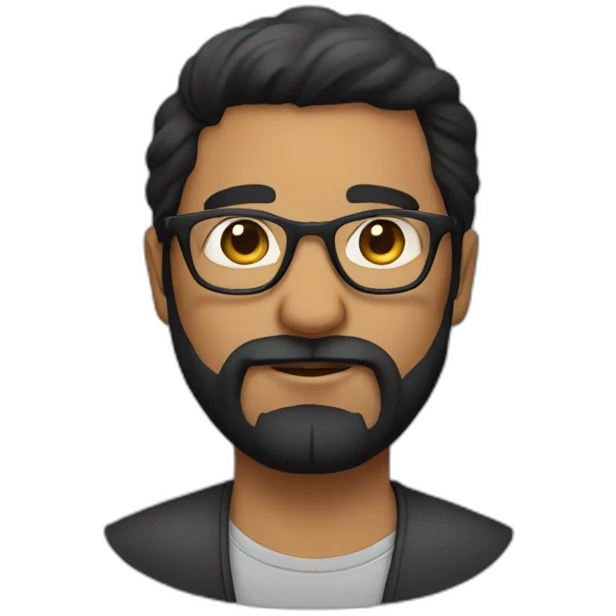 Face only black hair Indian with glasses and beard emoji