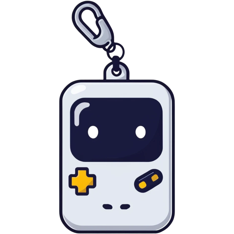 A small digital gadget with an AI chip, designed as a cute decorative keychain emoji