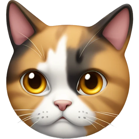 Fat Calico cat full body with angry eyebrows  emoji