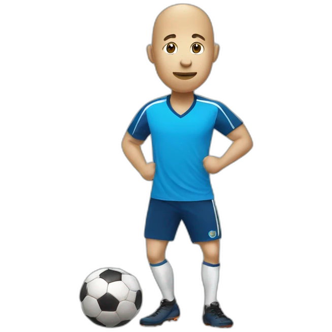 Thin white Potato playing soccer with a blue shirt emoji
