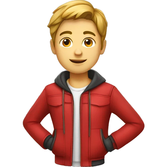Garçon avec veste rouge  emoji