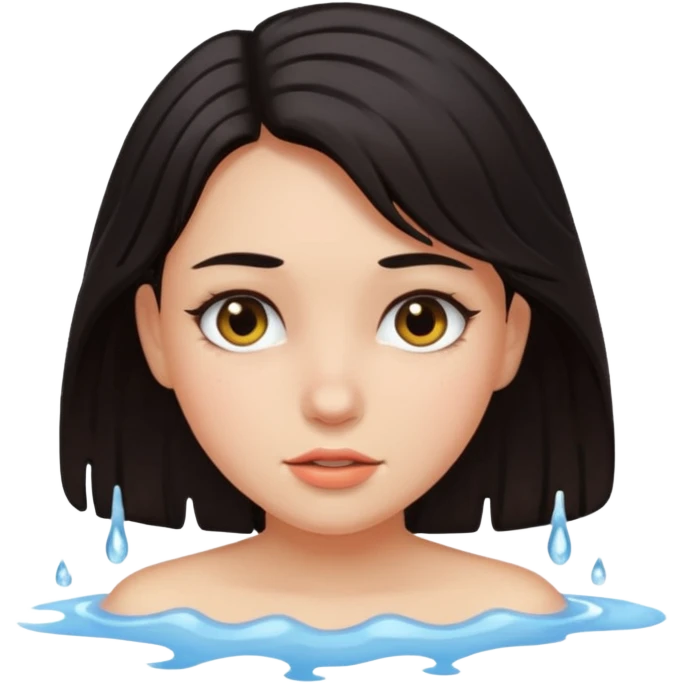 Dark hair girl gets wet emoji