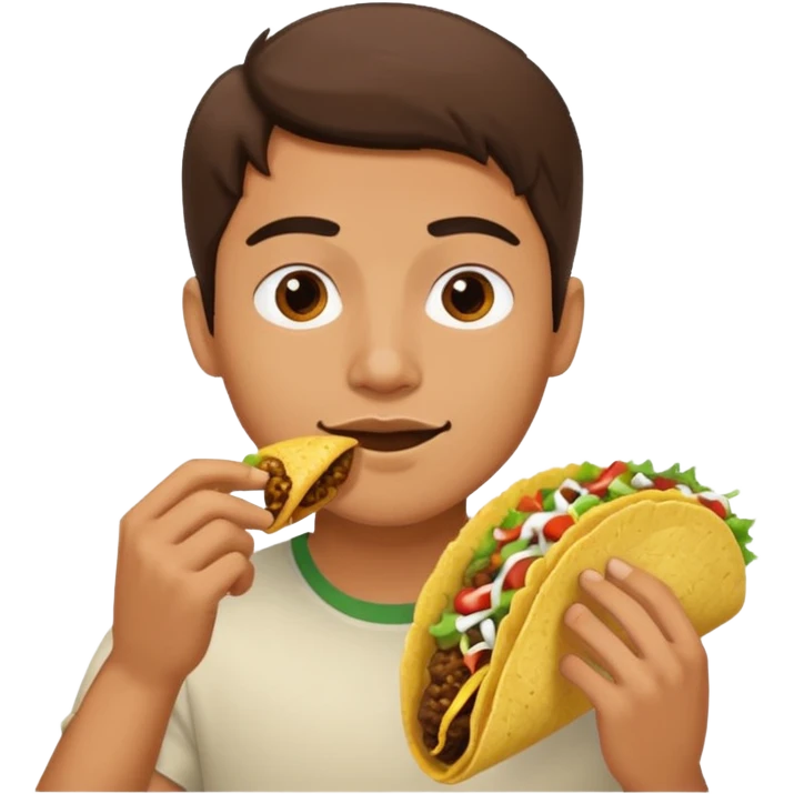 a young man eating a taco emoji