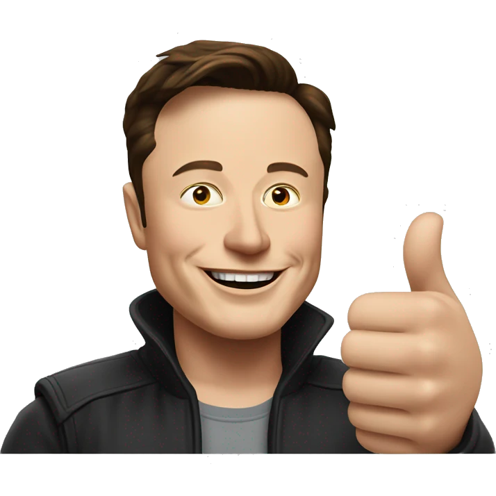 Elon Musk shows thumbs up emoji