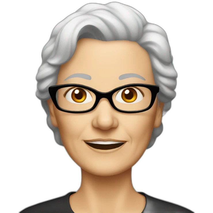 Older white woman with black glasses emoji
