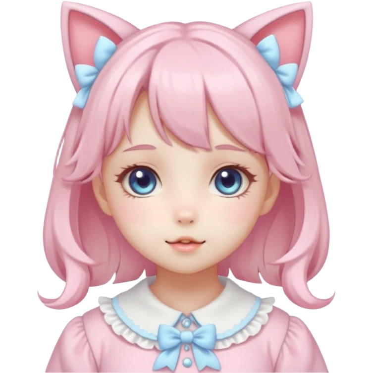 Shiny Blushing Cute Kawaii Beautiful Pastel Lolita Anime Catgirl Trending Style Cottagecore Pastelcore  emoji