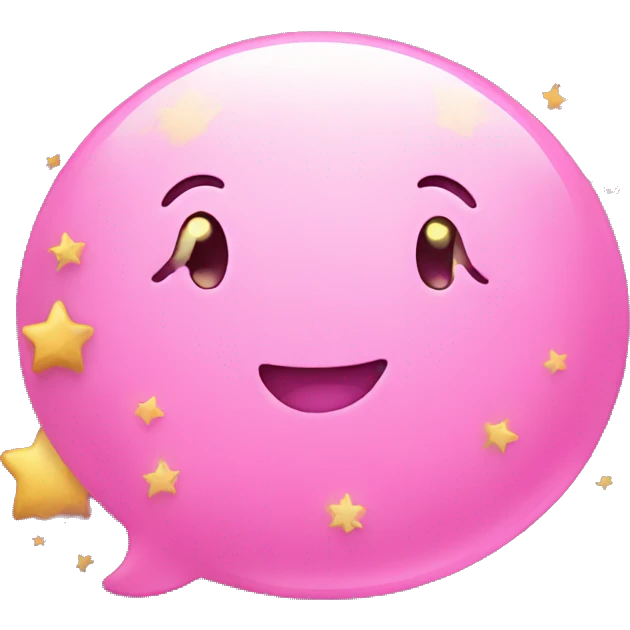 pink conversation bubble with golden stars emoji