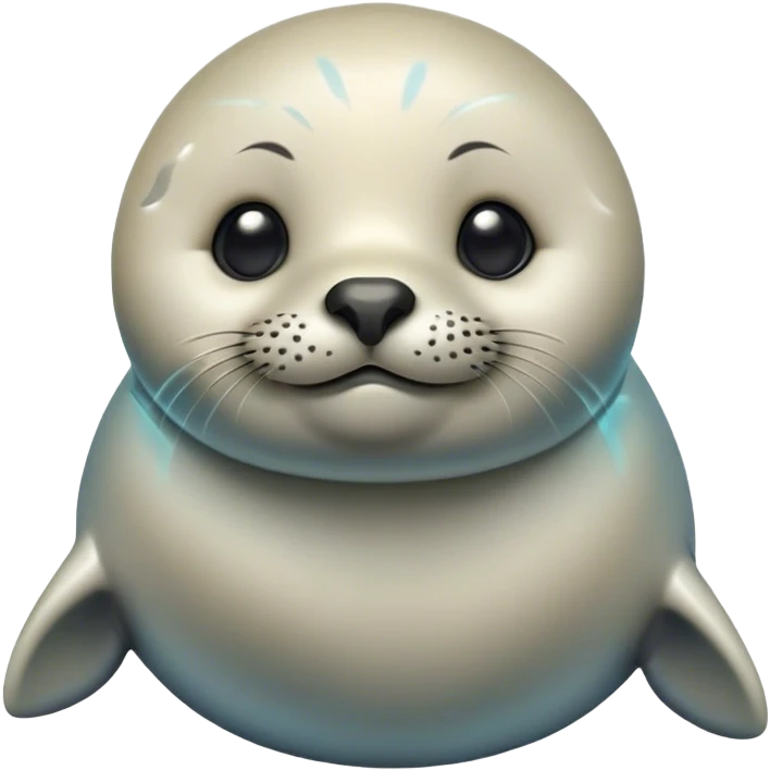 Cinematic Cute Seal Portrait Emoji, Head tilted playfully and inquisitively, featuring a charming, plump form with a sleek, shiny body and round, sparkling eyes full of gentle wonder, accented by a subtly contoured head, Simplified yet irresistibly adorable features, highly detailed, glowing with a warm, friendly oceanic glow, high shine, affectionate and lively, stylized with a touch of whimsical seaside charm, soft glowing outline, capturing the essence of a mischievous yet loving seal that seems as if it could pop out of the screen into your arms! emoji