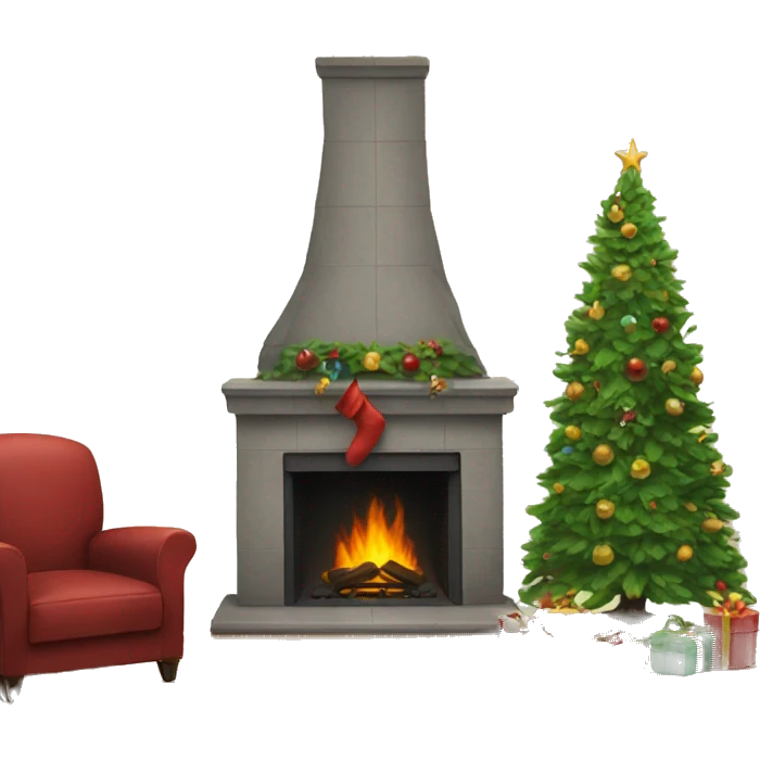Fireplace and Christmas tree emoji