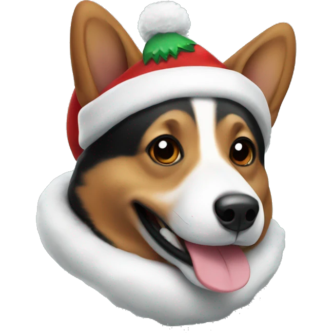 Black corgi in Christmas costume  emoji