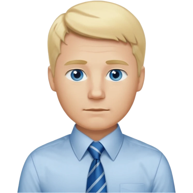 A guy with blonde hair and blue eyes that looks masculine. make him wear a shirt with a tie. he is danish emoji
