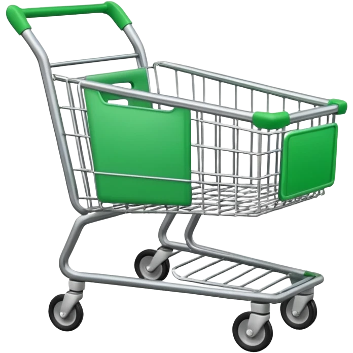 create empty shopping trolley emoji with green accent color emoji