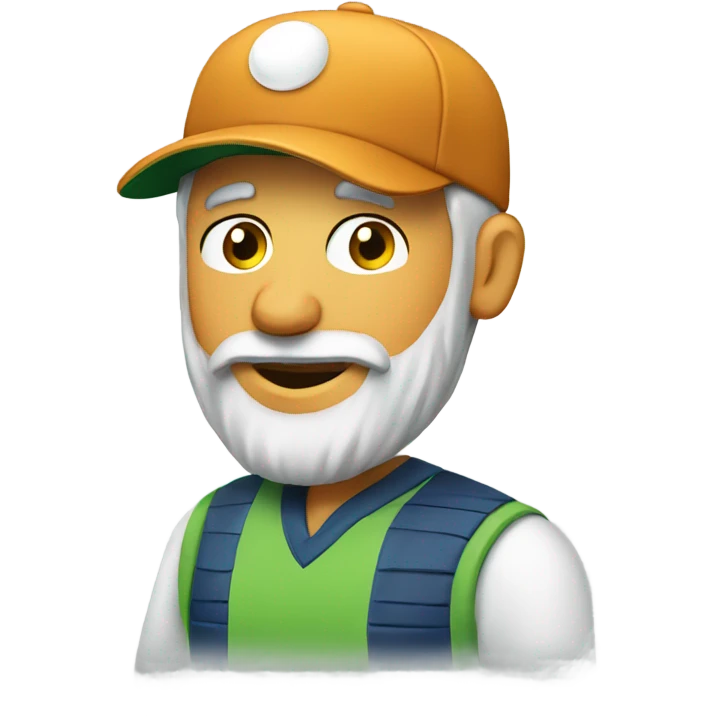 Beared man with cap playing golf emoji