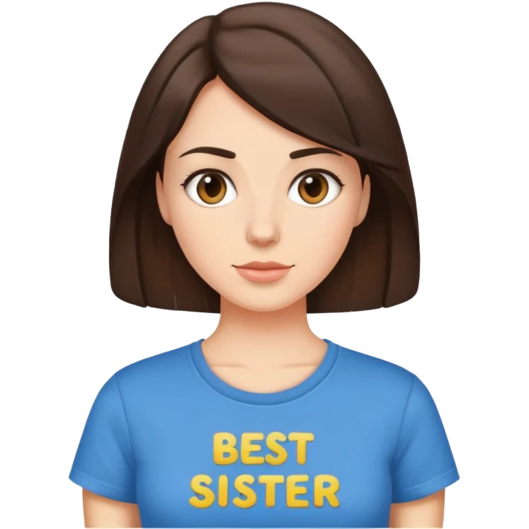 Brunette woman wearing best sister tshirt emoji