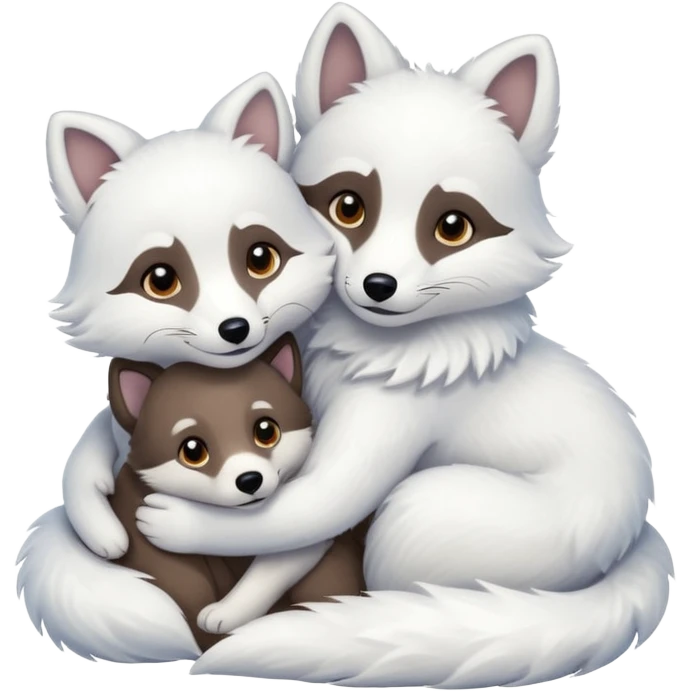 Arctic fox and dog hugging emoji
