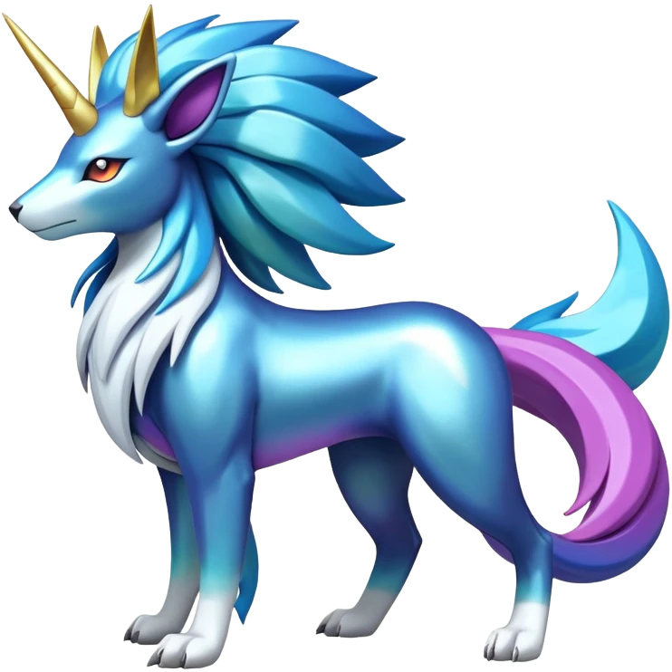 Shiny Colorful Iridescent Cobalion-Suicune-fakemon (full body) emoji
