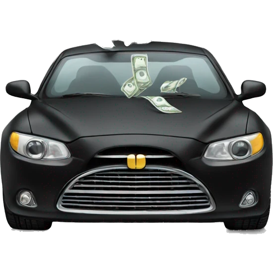A black car with money flying out of it emoji