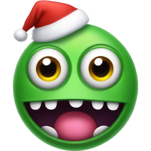 googly eyed monster with a santa hat emoji