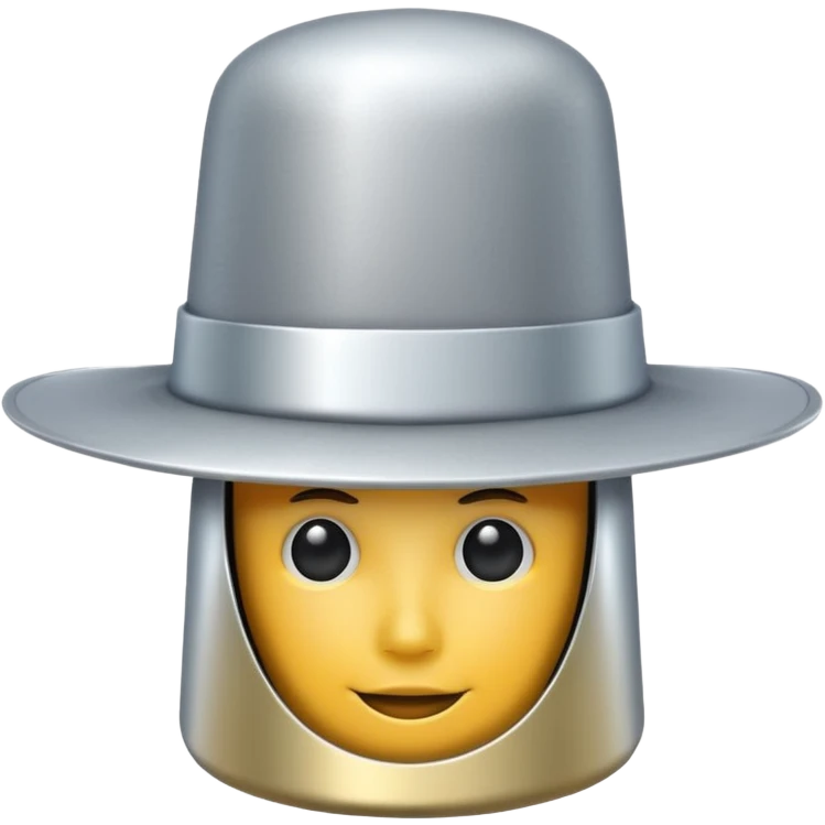 Silver cylinder with a big hat emoji