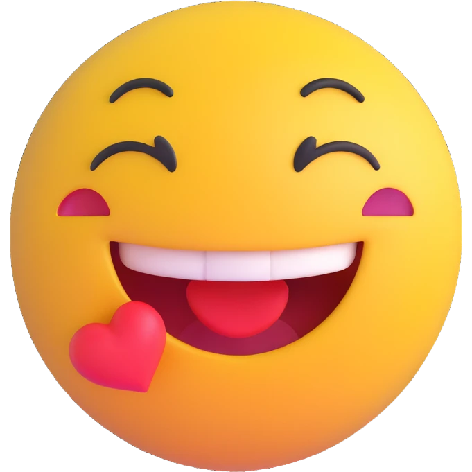 3D smiley emoji, round shape, in love, giving a kiss, no body emoji