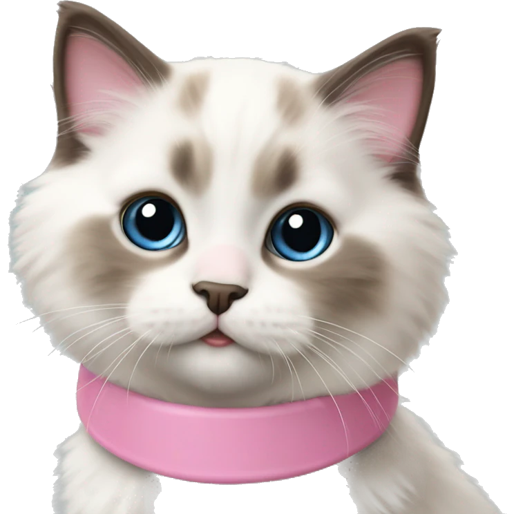cute ragdoll kitten realistic with a pink collar emoji