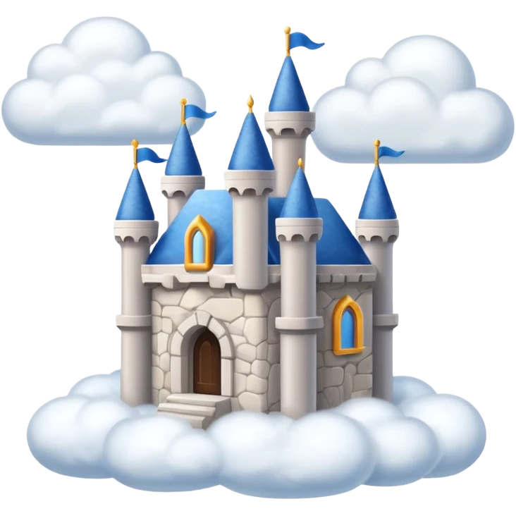 Cloud Castle – White castle resting on fluffy clouds emoji