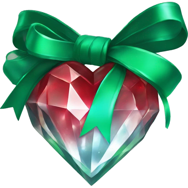crystal red heart wrapped in emerald bow emoji