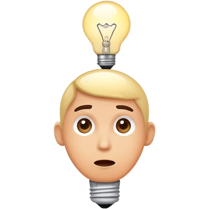 A face with an expression of surprise or mild shock, with a lightbulb above the head. The lightbulb symbolizes the realization of a problem and recognition of its importance. Minimalist, modern style. emoji