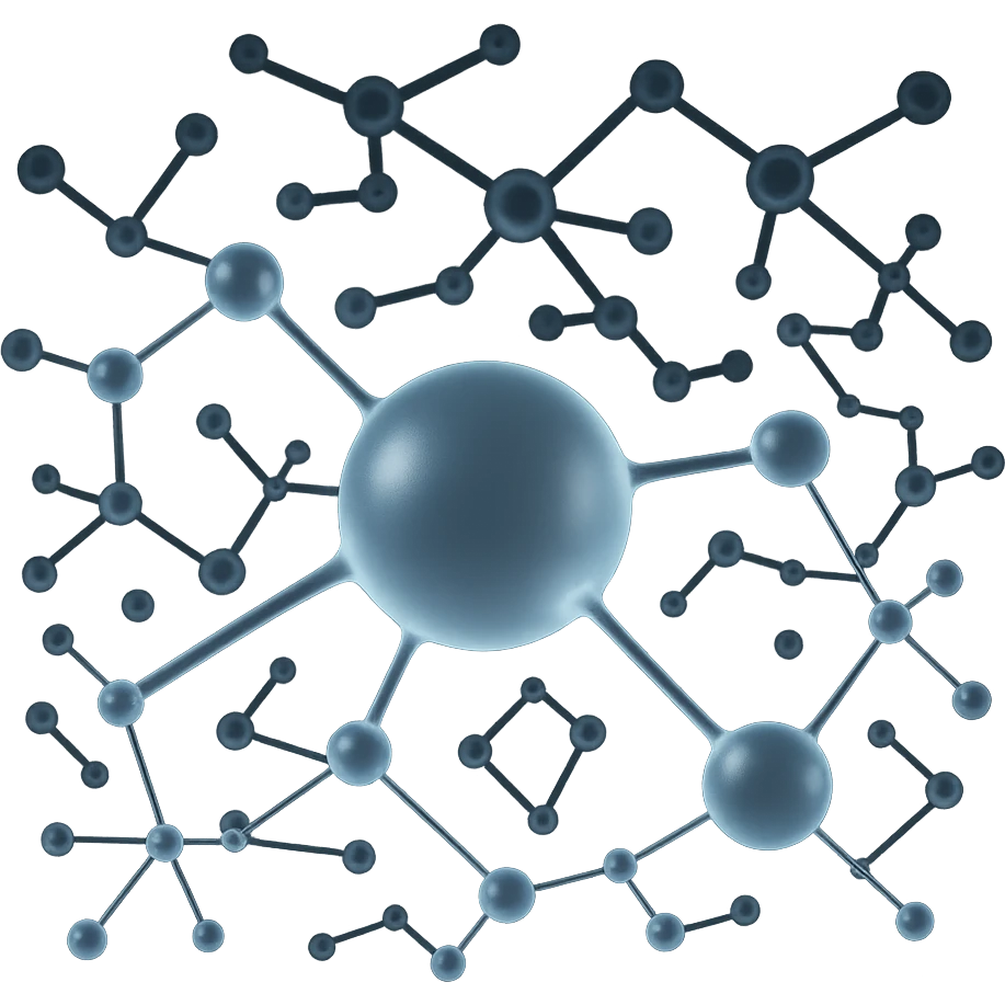 matte glass style metabolomics with transparent molecules and network emoji