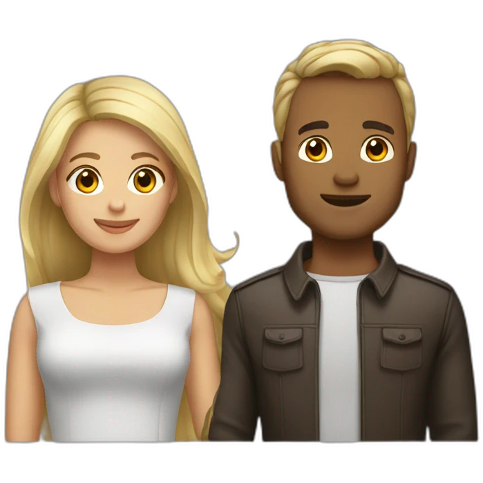 Femme brune avec homme blond emoji