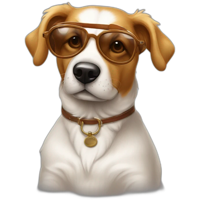 Chien Épagneul breton amusant avec des lunettes de soleil et une pinte de bierre emoji