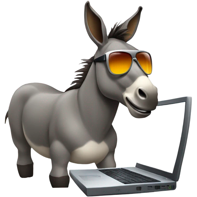 Donkey with sunglasses, beer and a computer  emoji