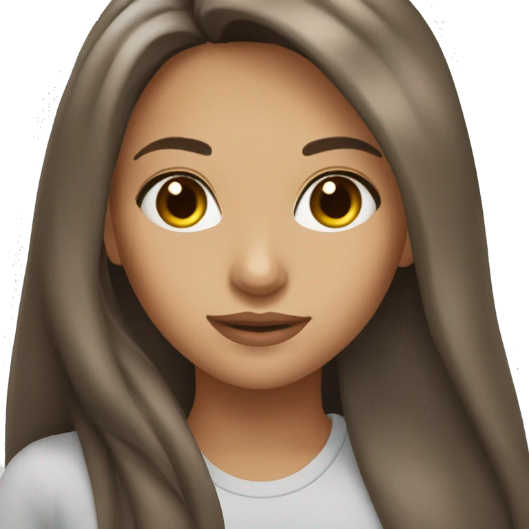 Brunette girl pretty brown eyes long hair emoji