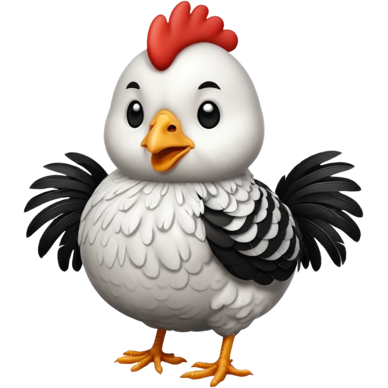 chicken with body covered black and white bar feathers  emoji