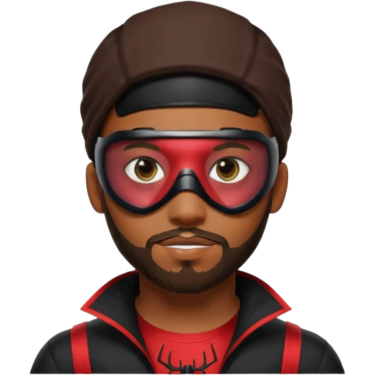 Miles Morales with beard, eye mask, low fade emoji
