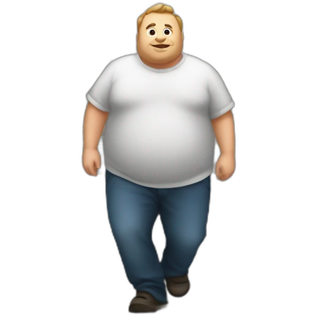 fat man on an escalator upstairs from behind emoji