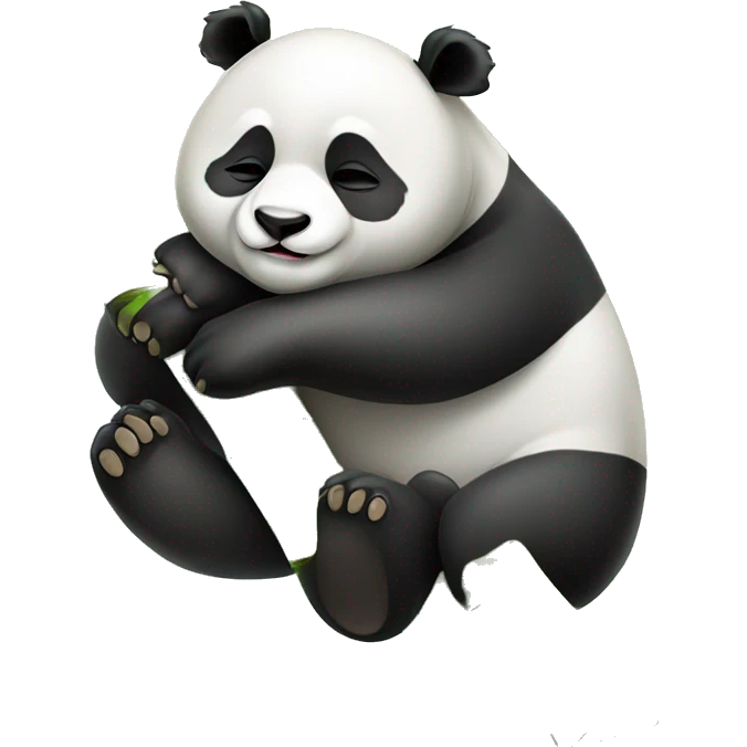 Cute sleeping panda on bamboo tree emoji