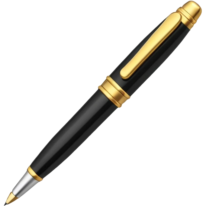 3D perspective academic premium golden luxury black pen emoji