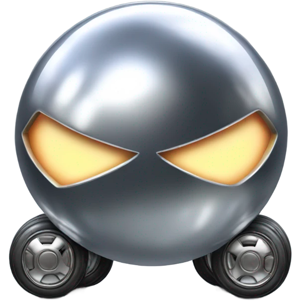 Metal cute Kirby ball driving on 4 car wheels emoji