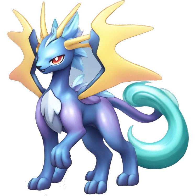  cool edgy shiny colorful godly ethereal Suicune-Dialga-Fakemon full body emoji