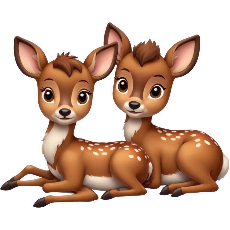 two Bambi deer lying cute emoji