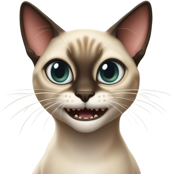 Siamese cat with vampire teeth fighting tabby cat emoji