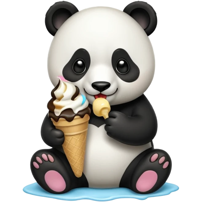 Panda eating ice cream emoji