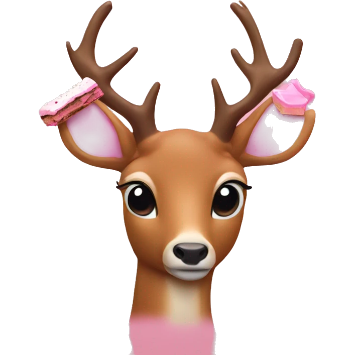 Deer eating pink brownies emoji