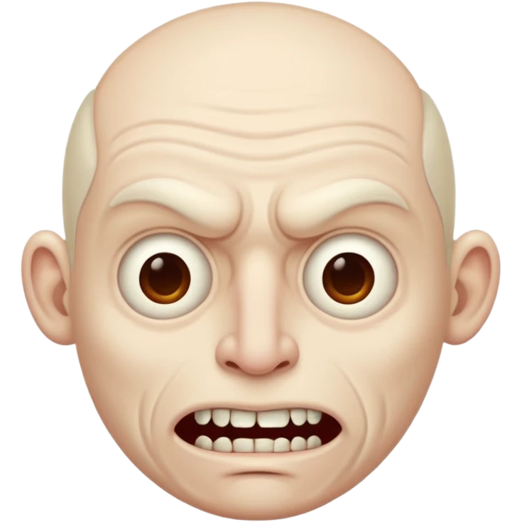 Creepy man with big mouth and no nose and ears emoji