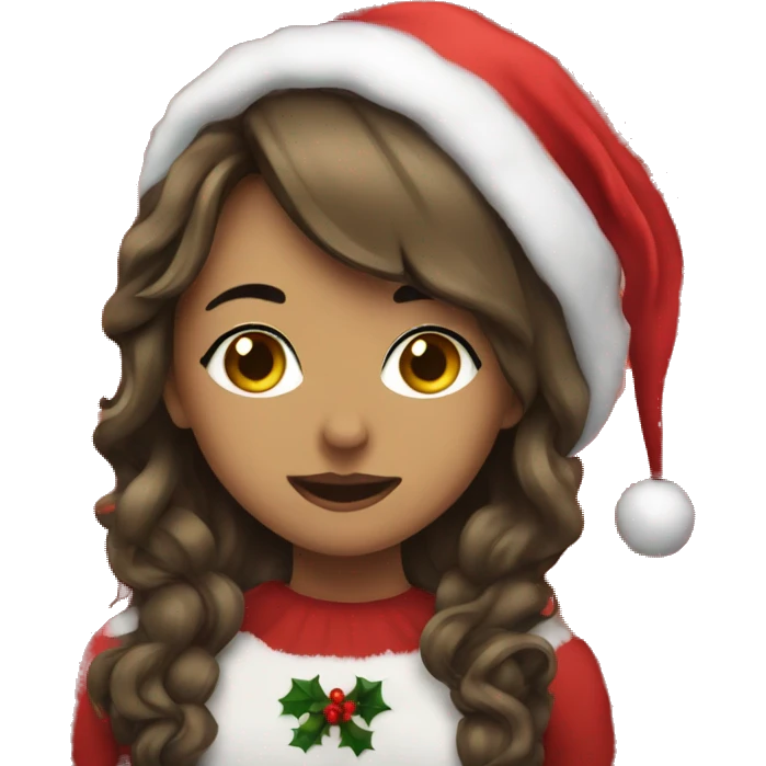 Girls kissing in Christmas attire emoji
