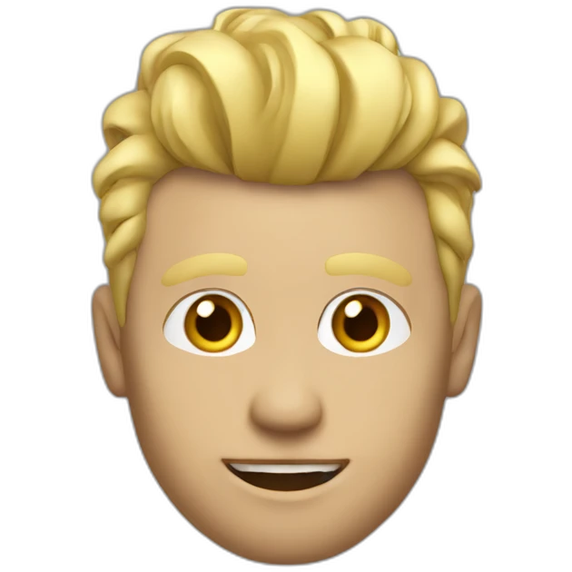 Man wearing Apple logo shirt with blonde faux hawk hair working in QA emoji